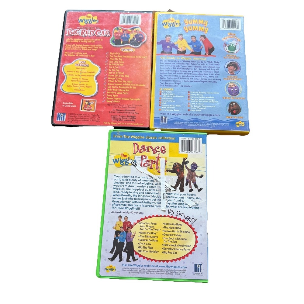 The Wiggles Movie Lot (3 DVDs) Big Red Car, Dance Party, Yummy Yummy 2005 Kids - Picture 2 of 6